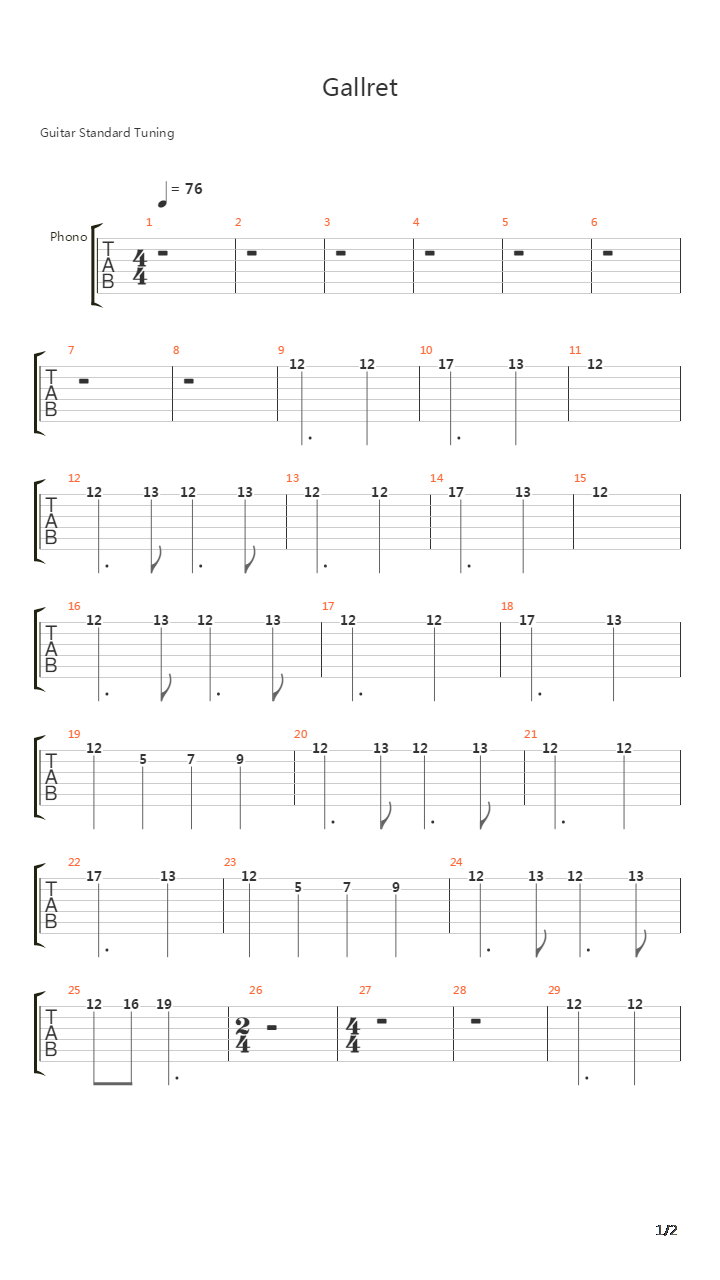 Gallret吉他谱
