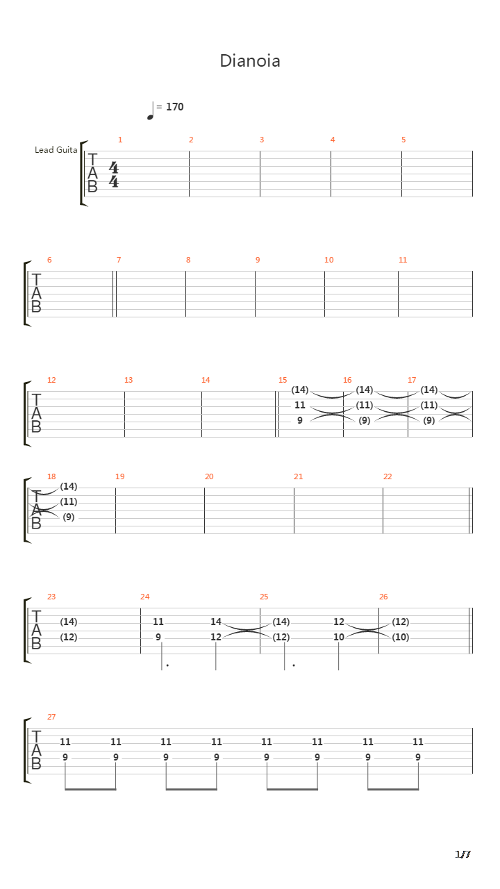Dianoia吉他谱