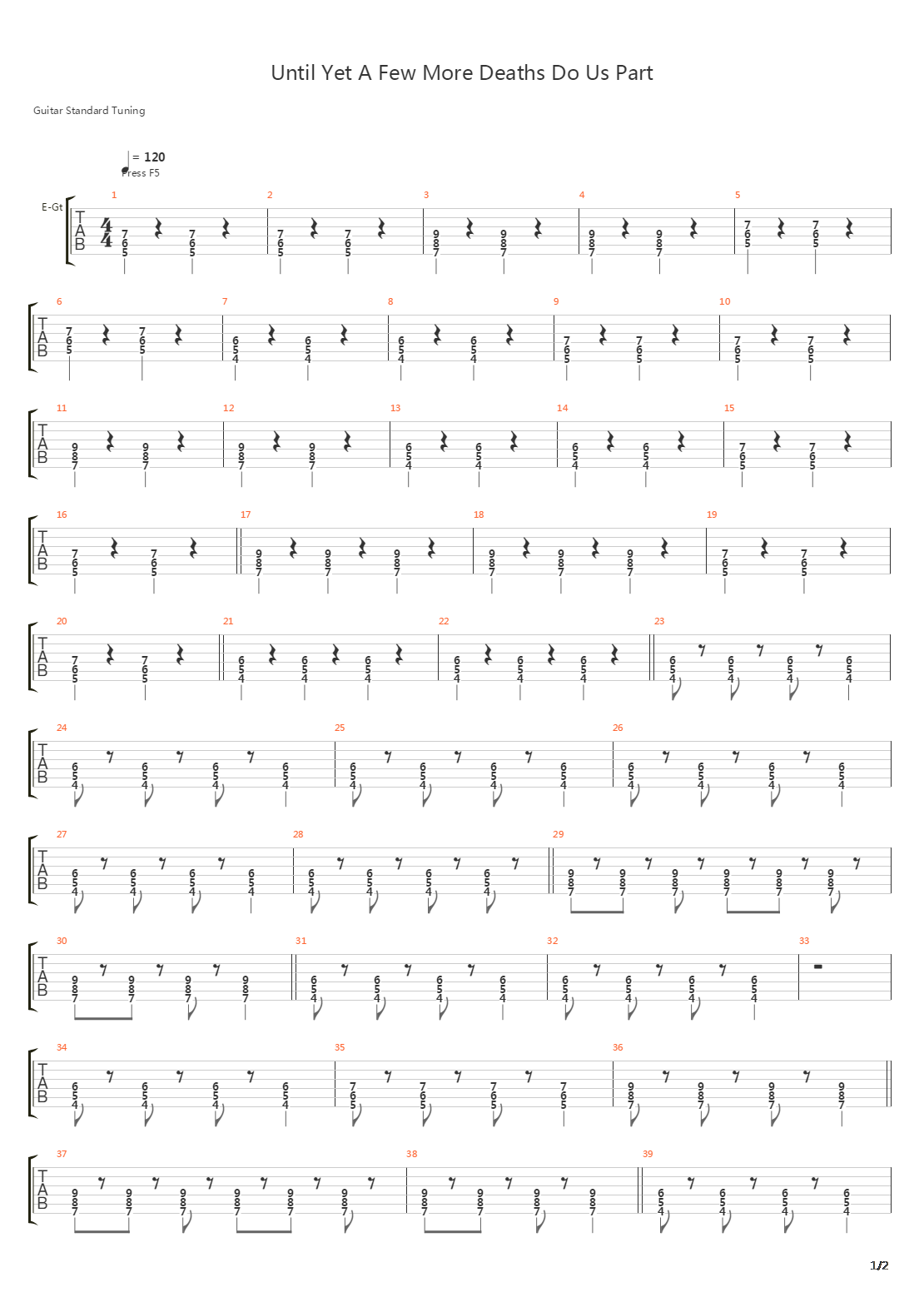 Until Yet A Few More Deaths Do Us Part吉他谱