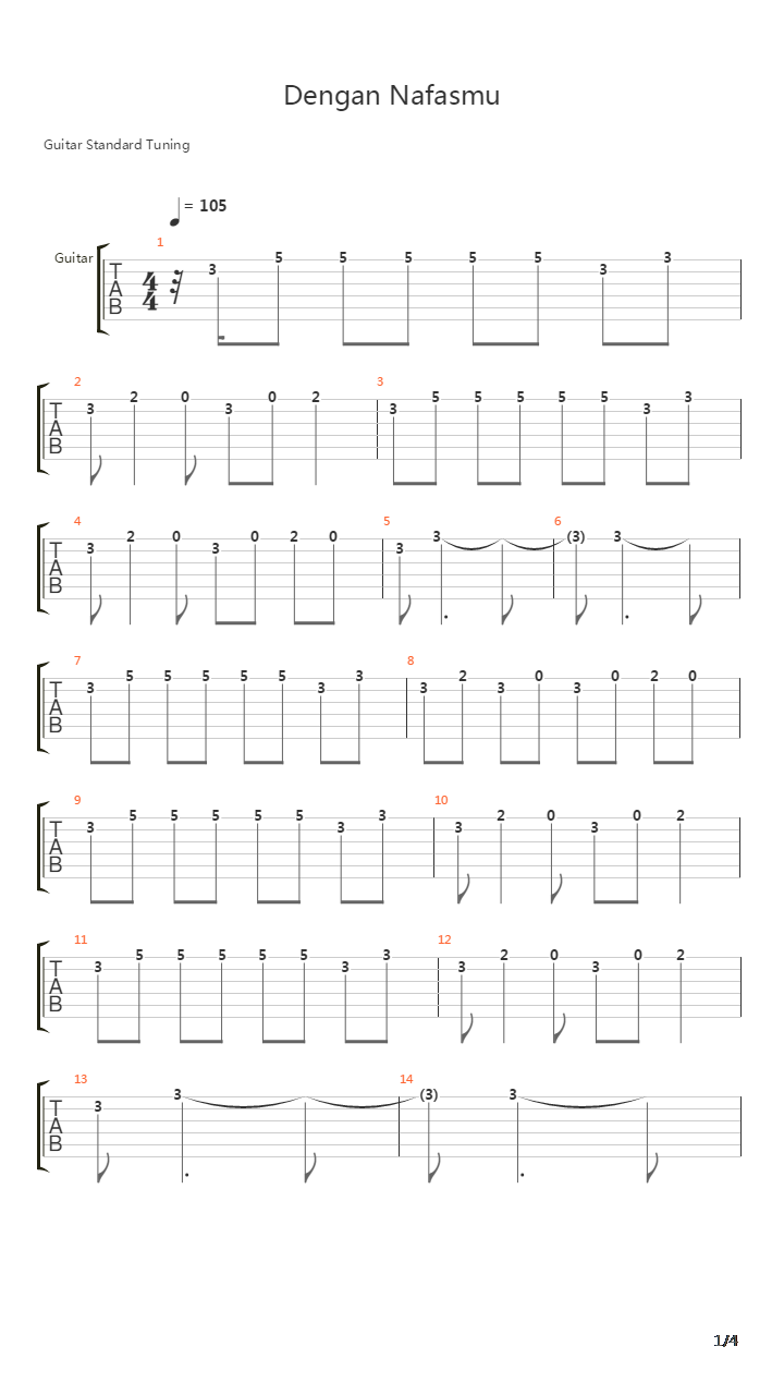Dengan Nafasmu吉他谱