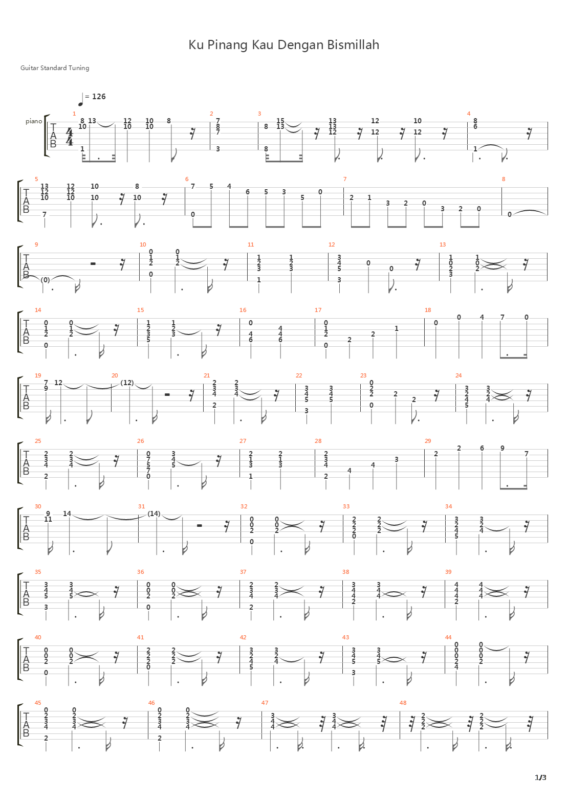 Ku Pinang Kau Dengan Bismillah吉他谱