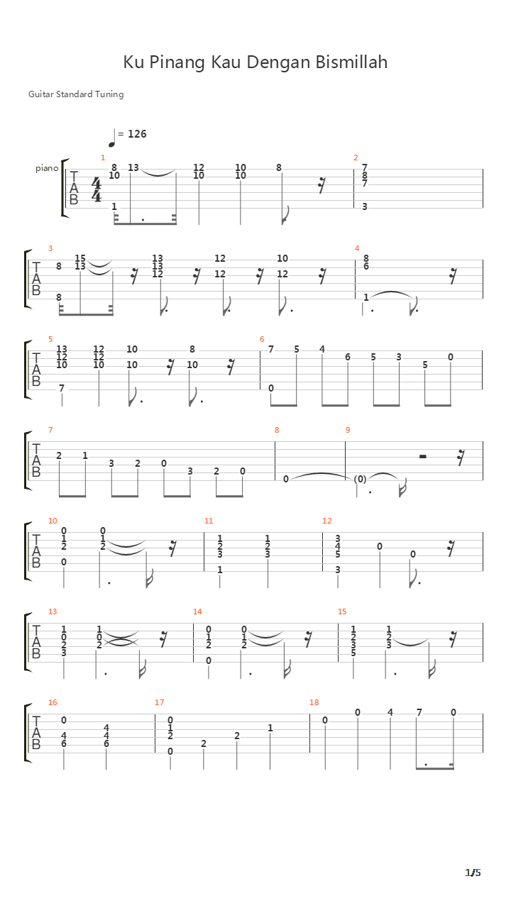 Ku Pinang Kau Dengan Bismillah吉他谱