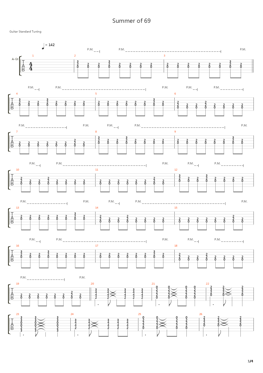 Summer Of 69吉他谱