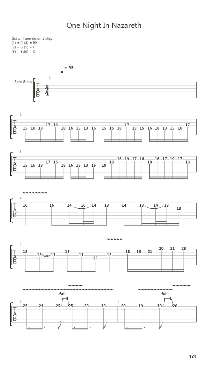 One Night In Nazareth吉他谱