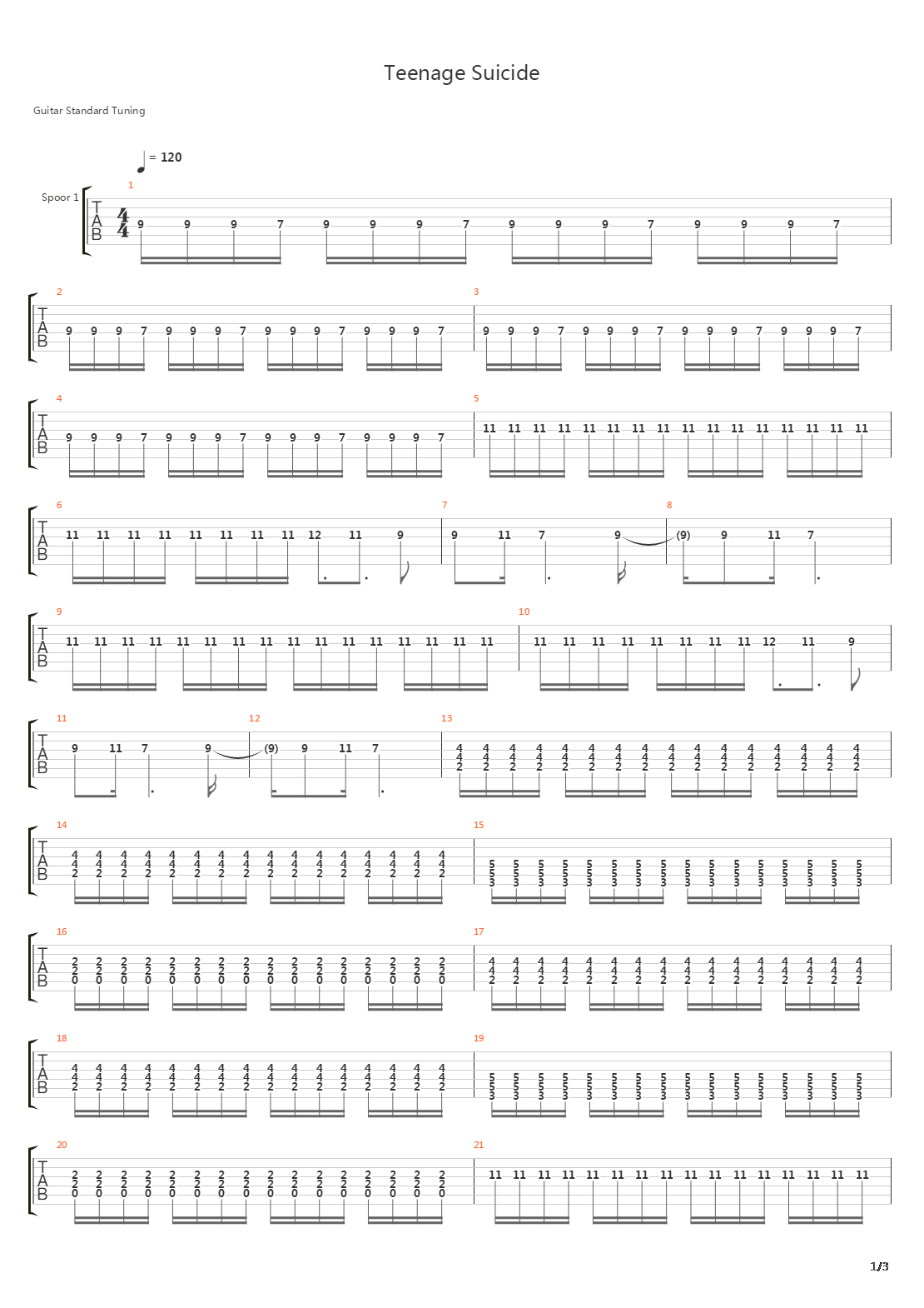 Teenage Suicide吉他谱