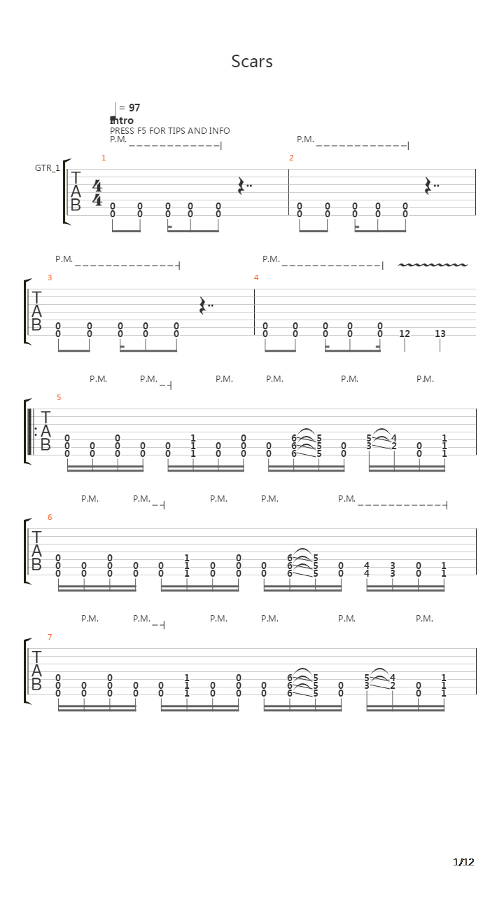 Scars吉他谱