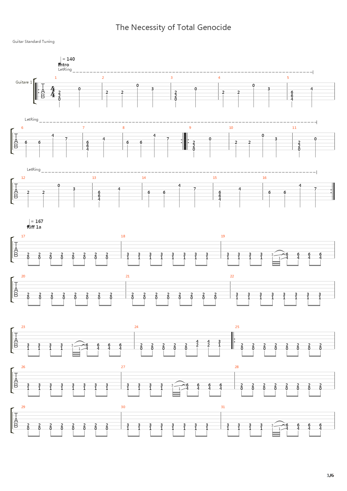 The Necessity Of Total Genocide吉他谱