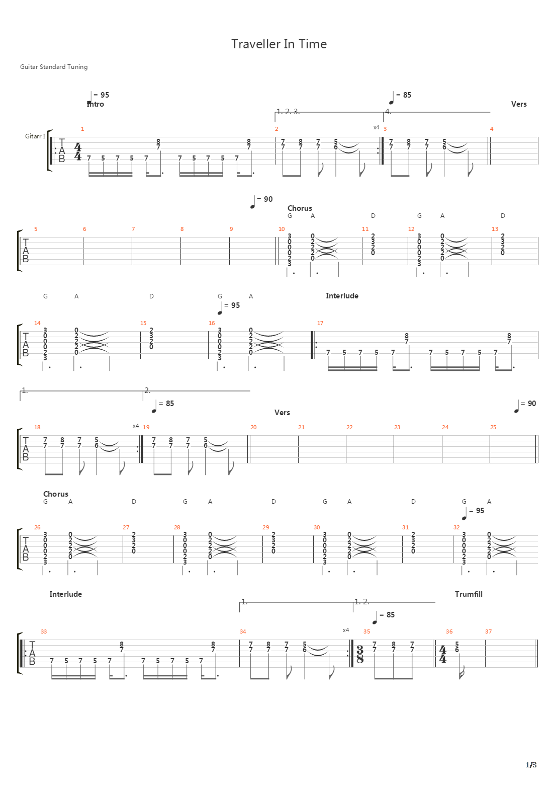 Traveller In Time吉他谱