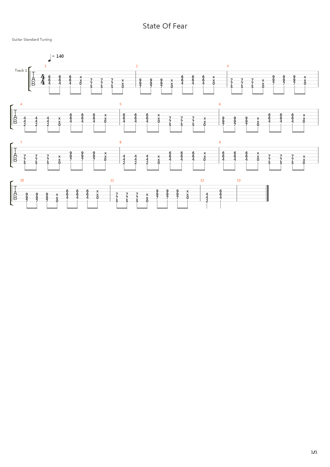 State Of Fear吉他谱