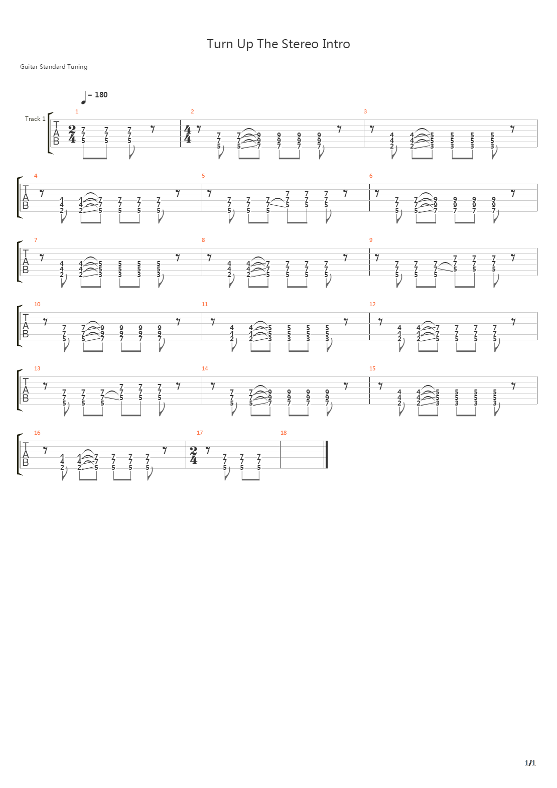 Trun Up The Stereo吉他谱