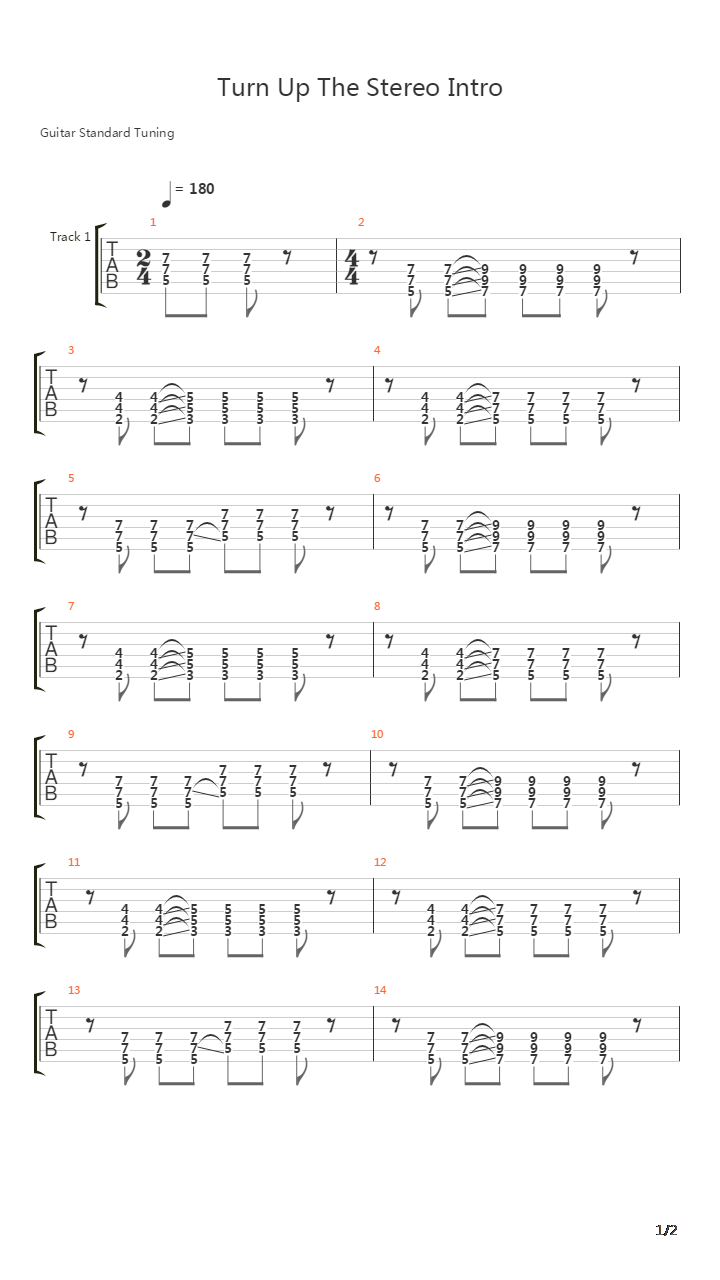Trun Up The Stereo吉他谱