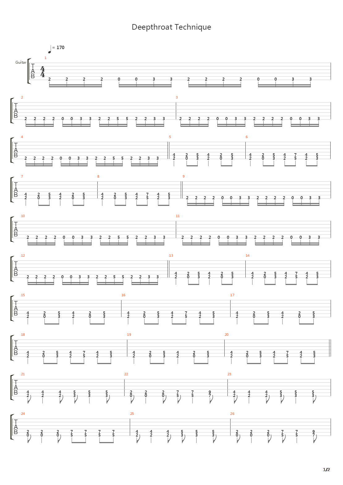 Deepthroat Technique吉他谱