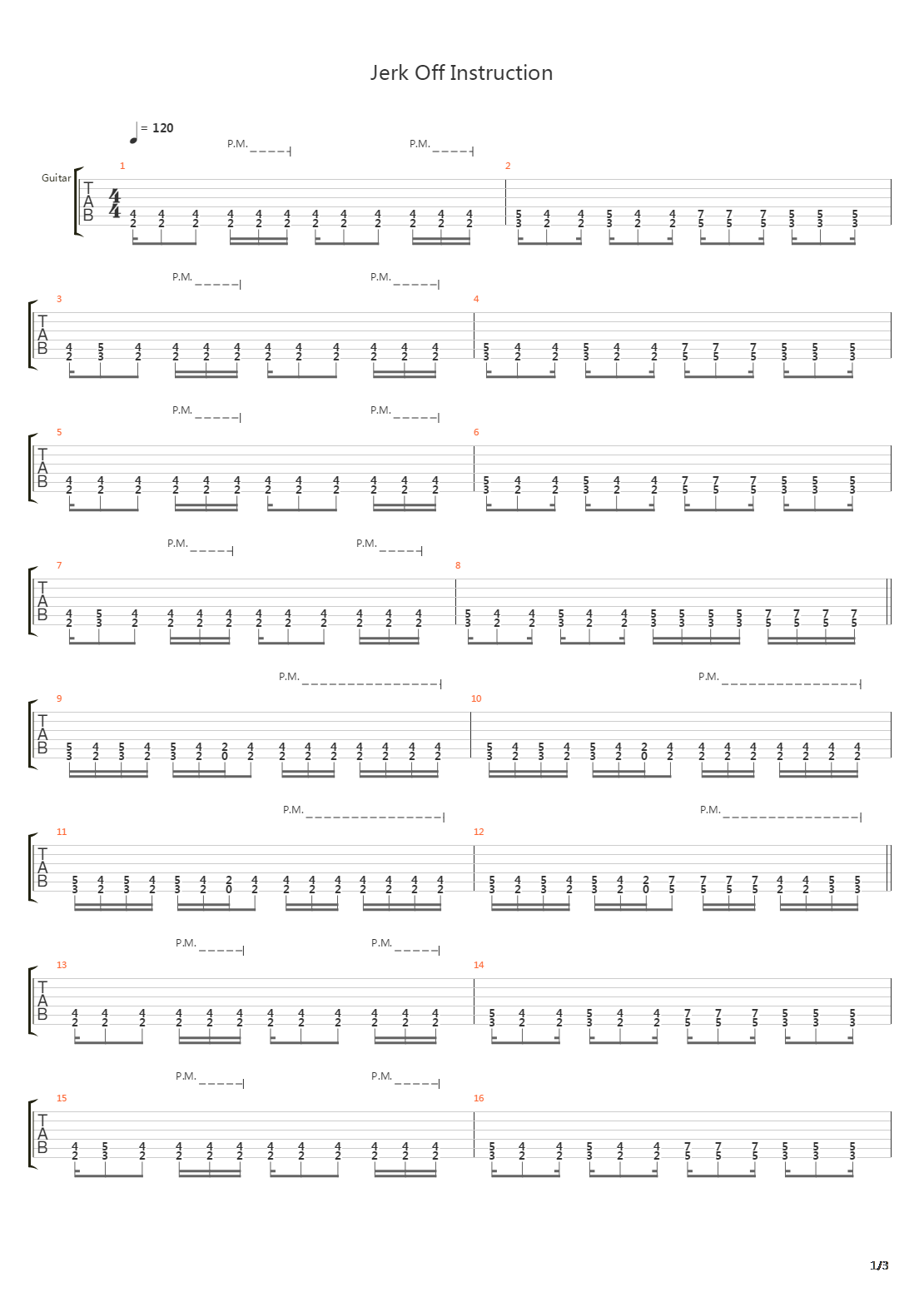 Jerk Off Instruction吉他谱