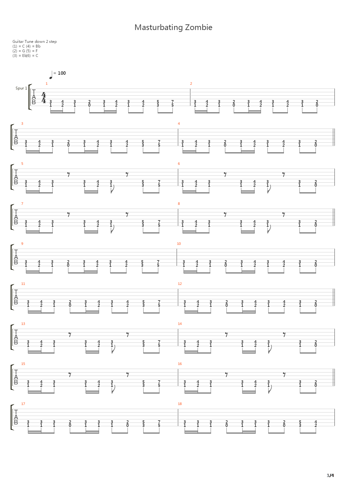 Masturbating Zombie吉他谱