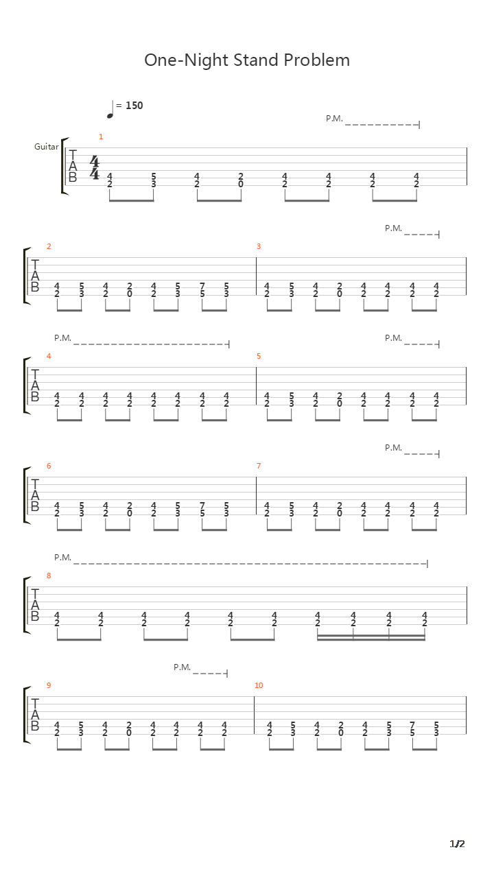 One-Night Stand Problem吉他谱