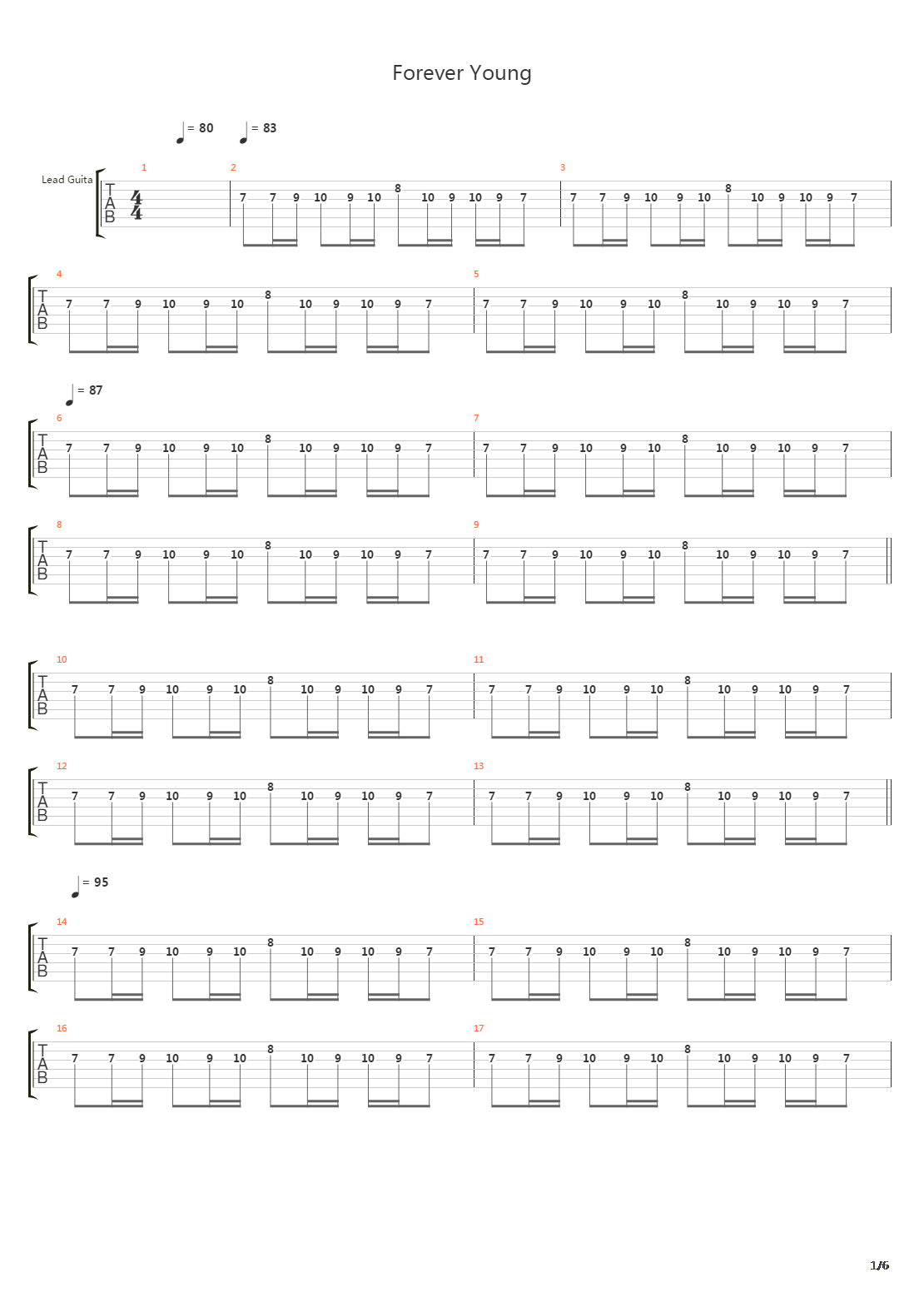 forever young吉他谱