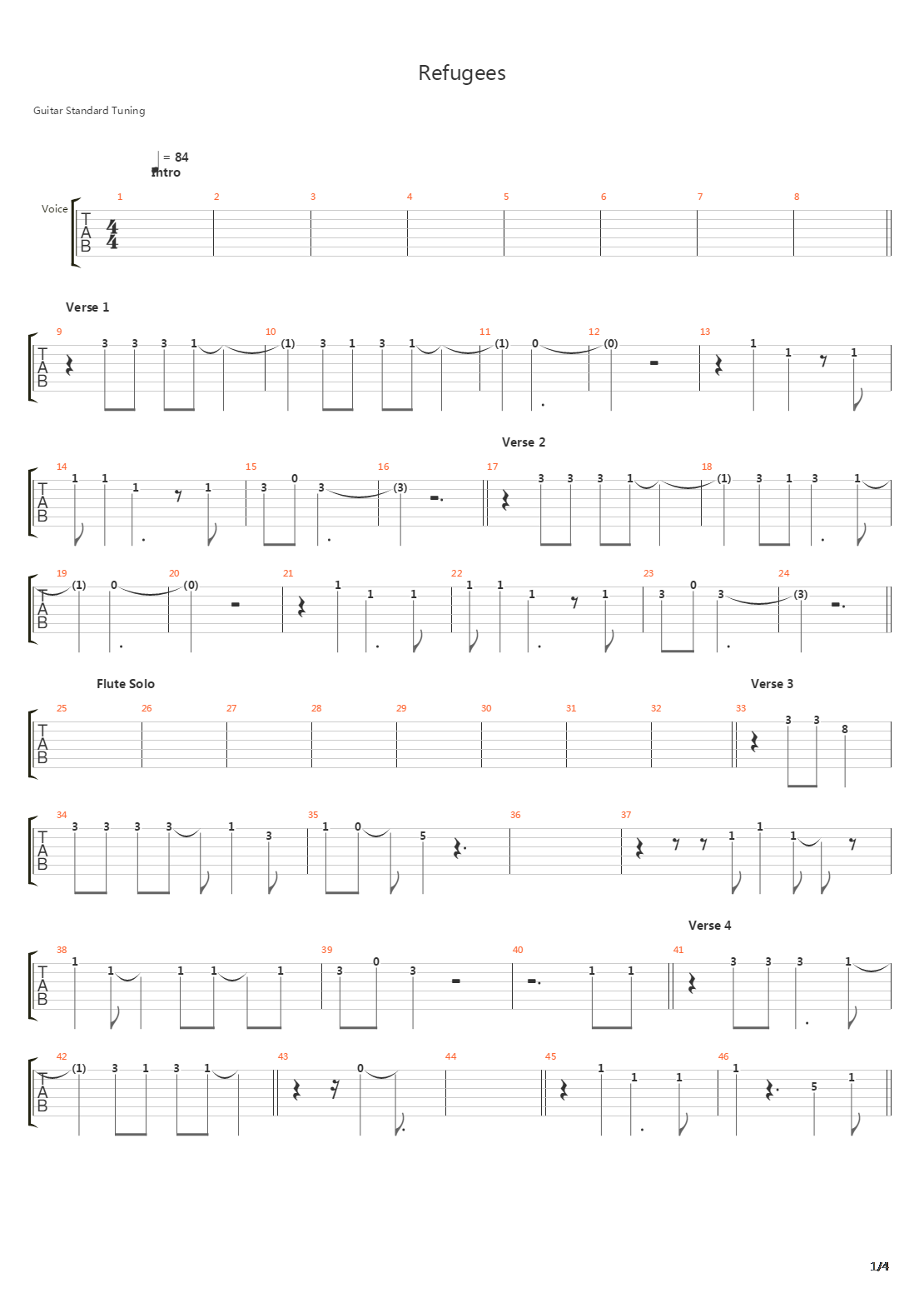 Refugees吉他谱