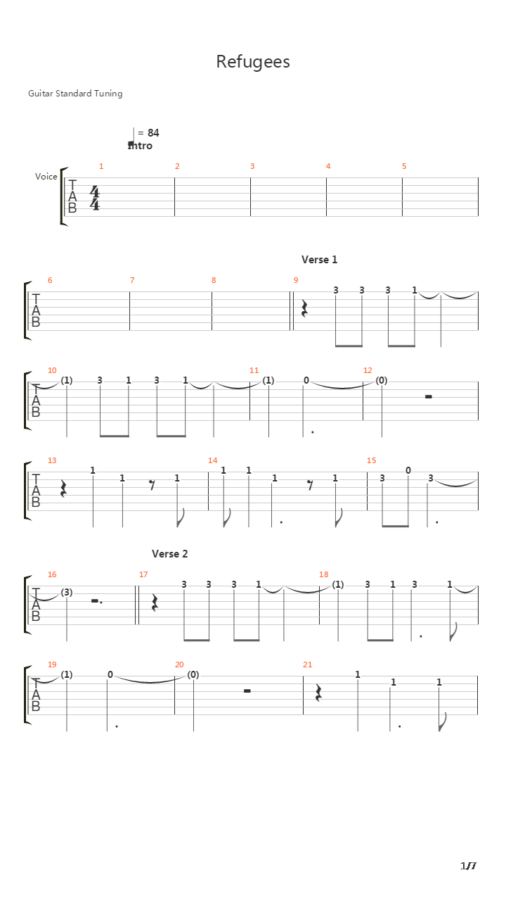 Refugees吉他谱