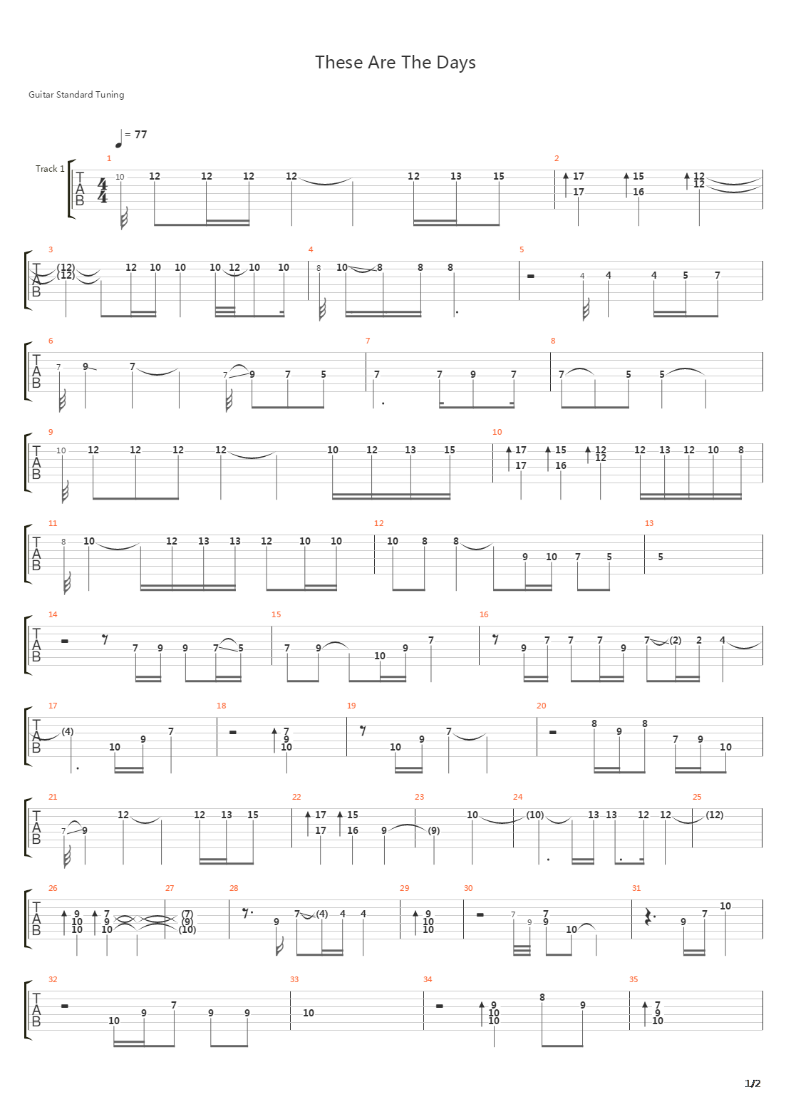 These Are The Days吉他谱
