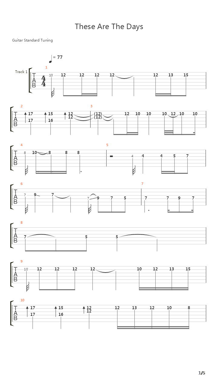 These Are The Days吉他谱