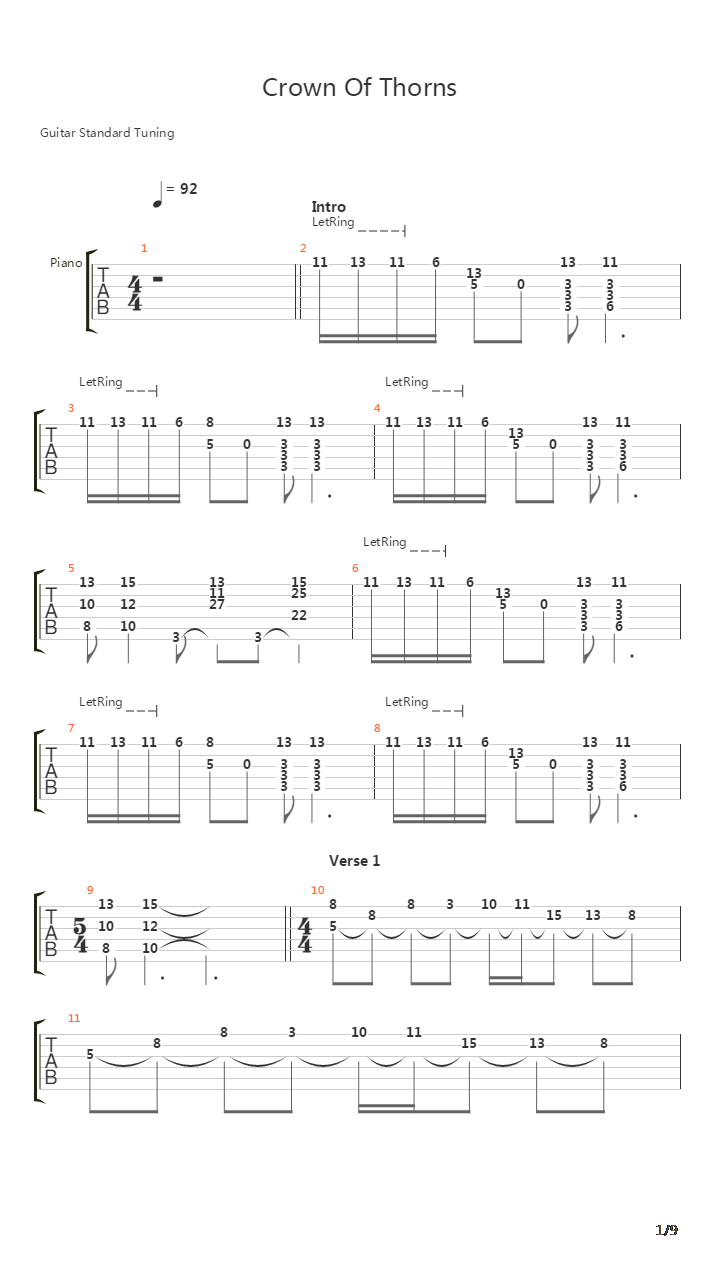 Crown Of Thorns吉他谱