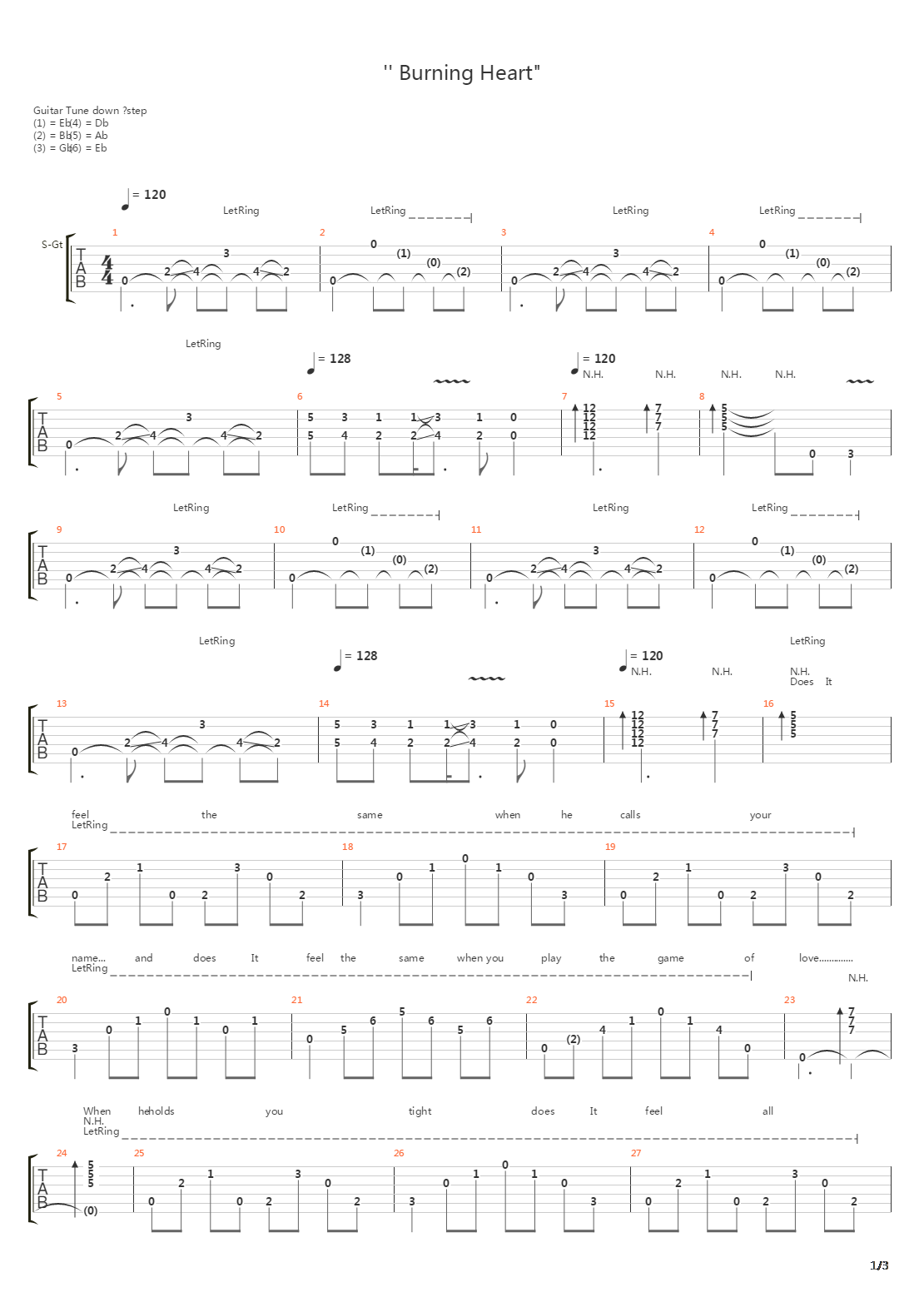 Burning Heart吉他谱