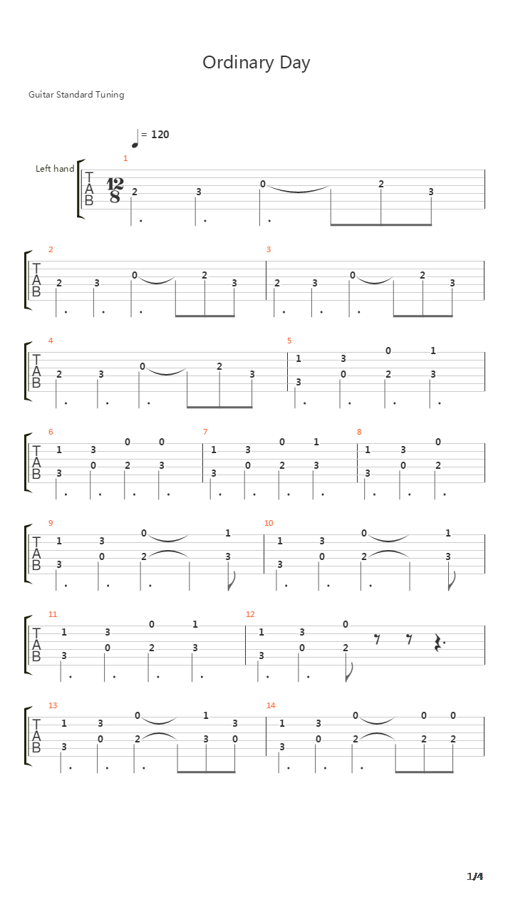 Ordinary Day吉他谱