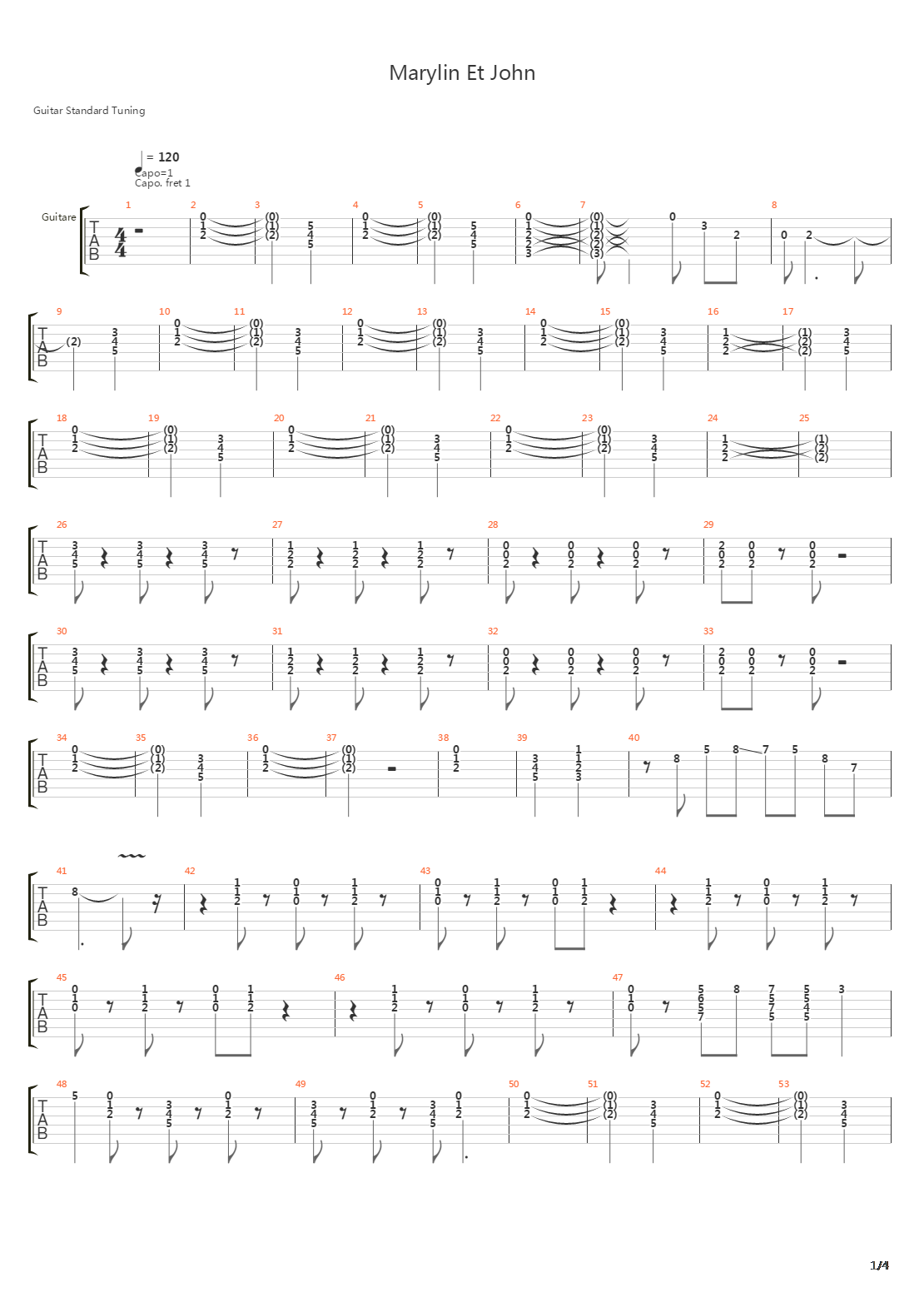 Marylin Et John吉他谱