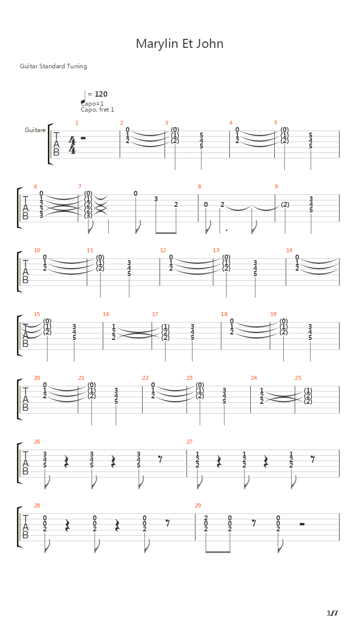 Marylin Et John吉他谱