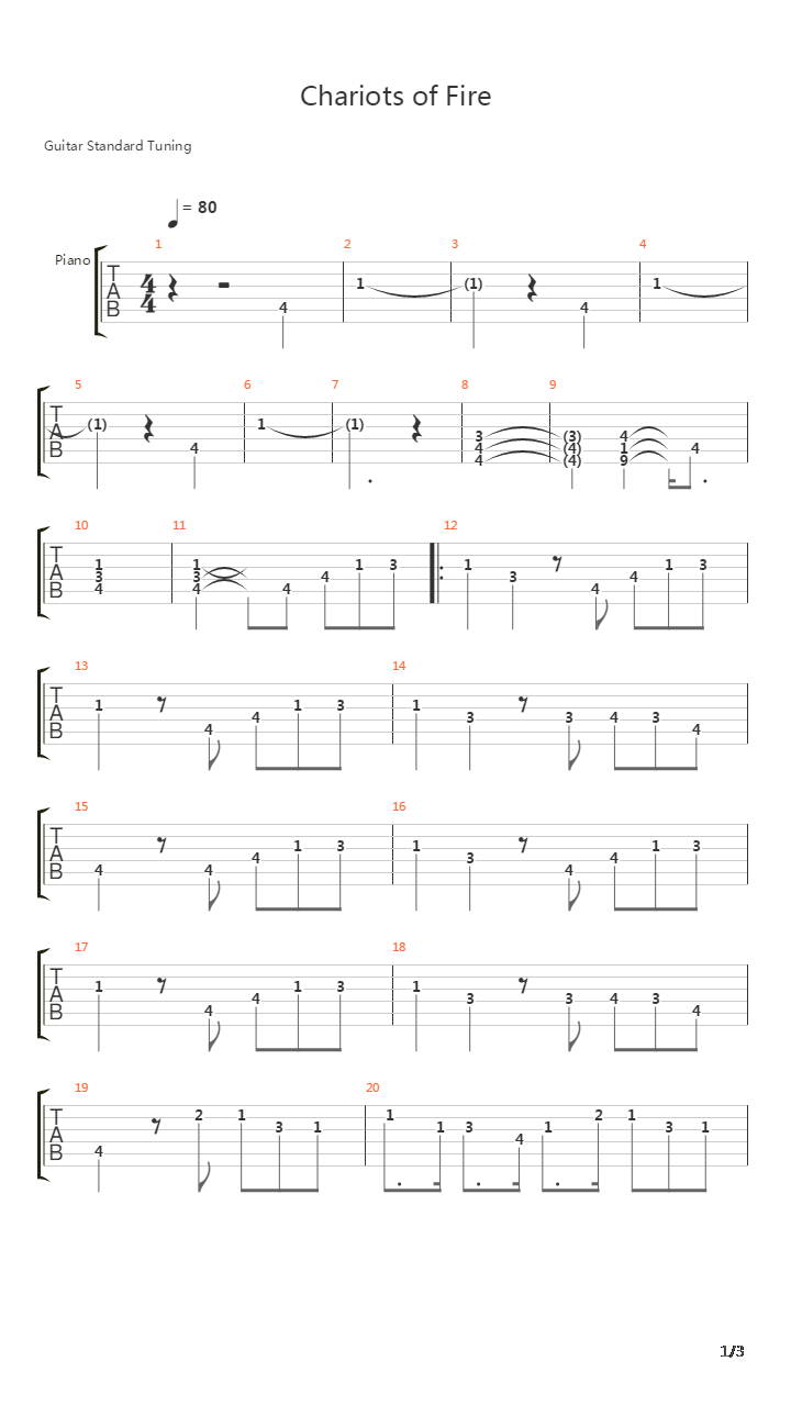 Chariots Of Fire吉他谱