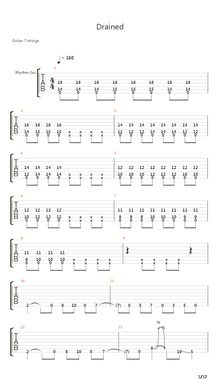 Drained吉他谱
