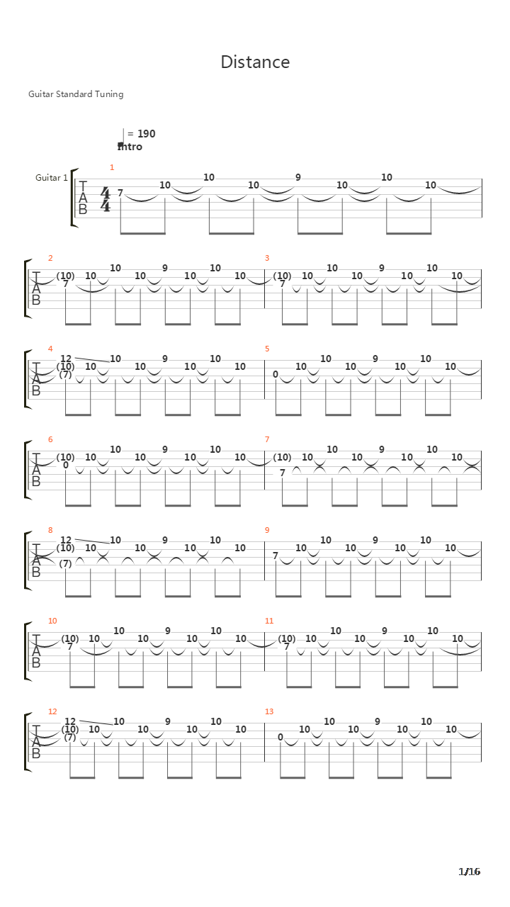 Distance吉他谱