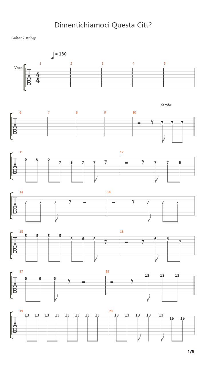 Dimentichiamoci Questa Citta吉他谱