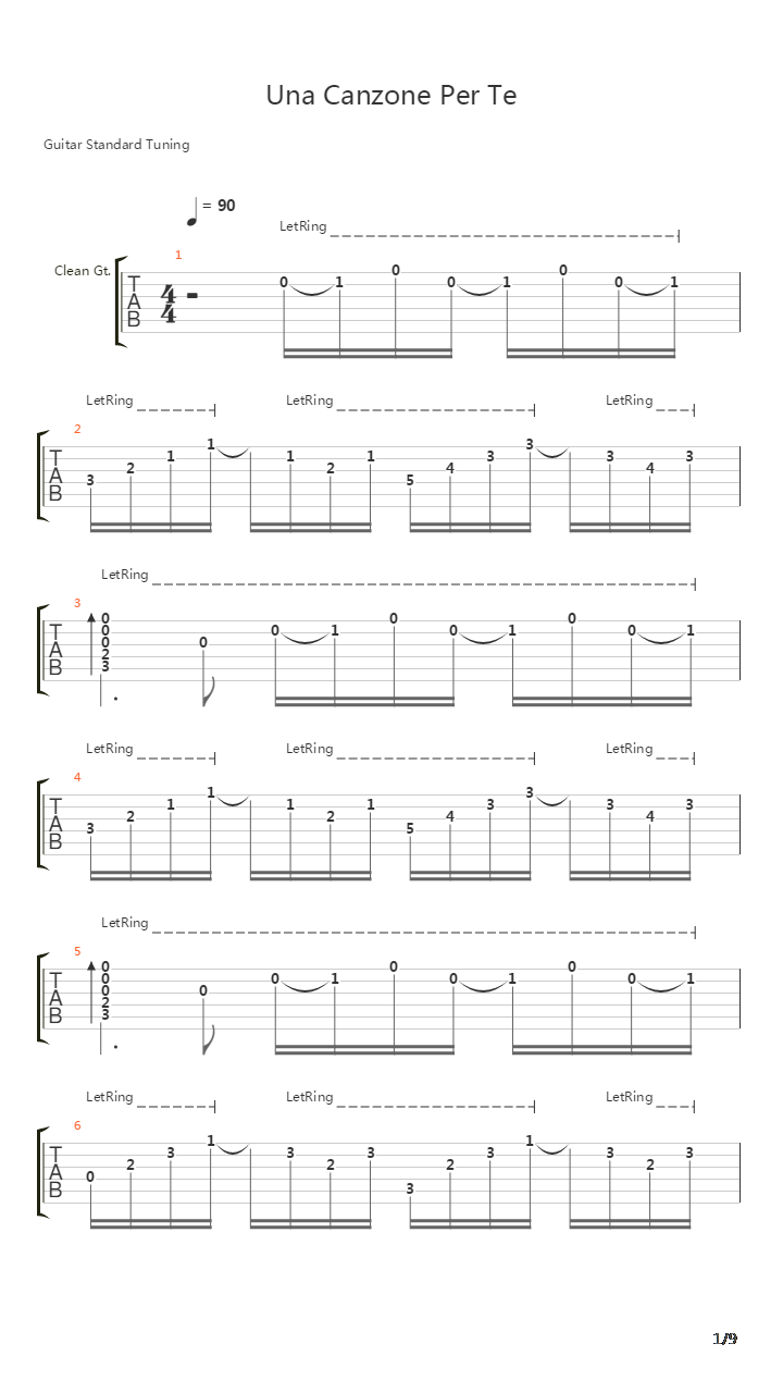 Una Canzone Per Te吉他谱