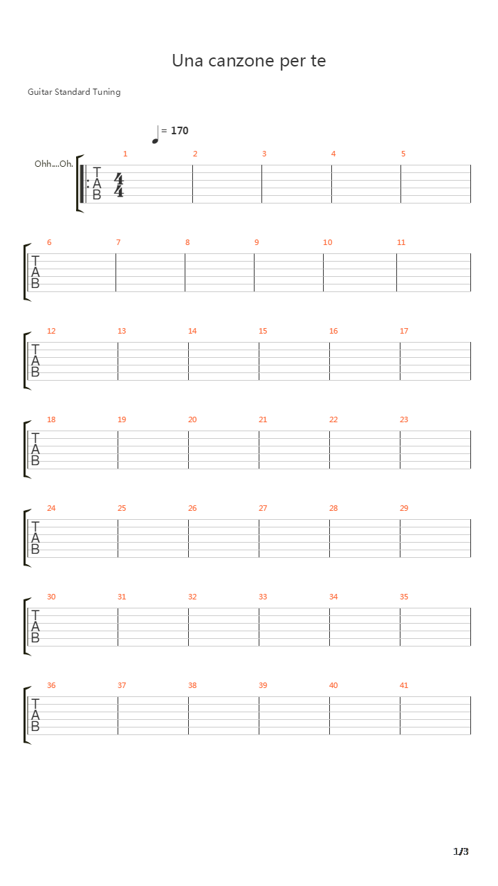 Una Canzone Per Te吉他谱