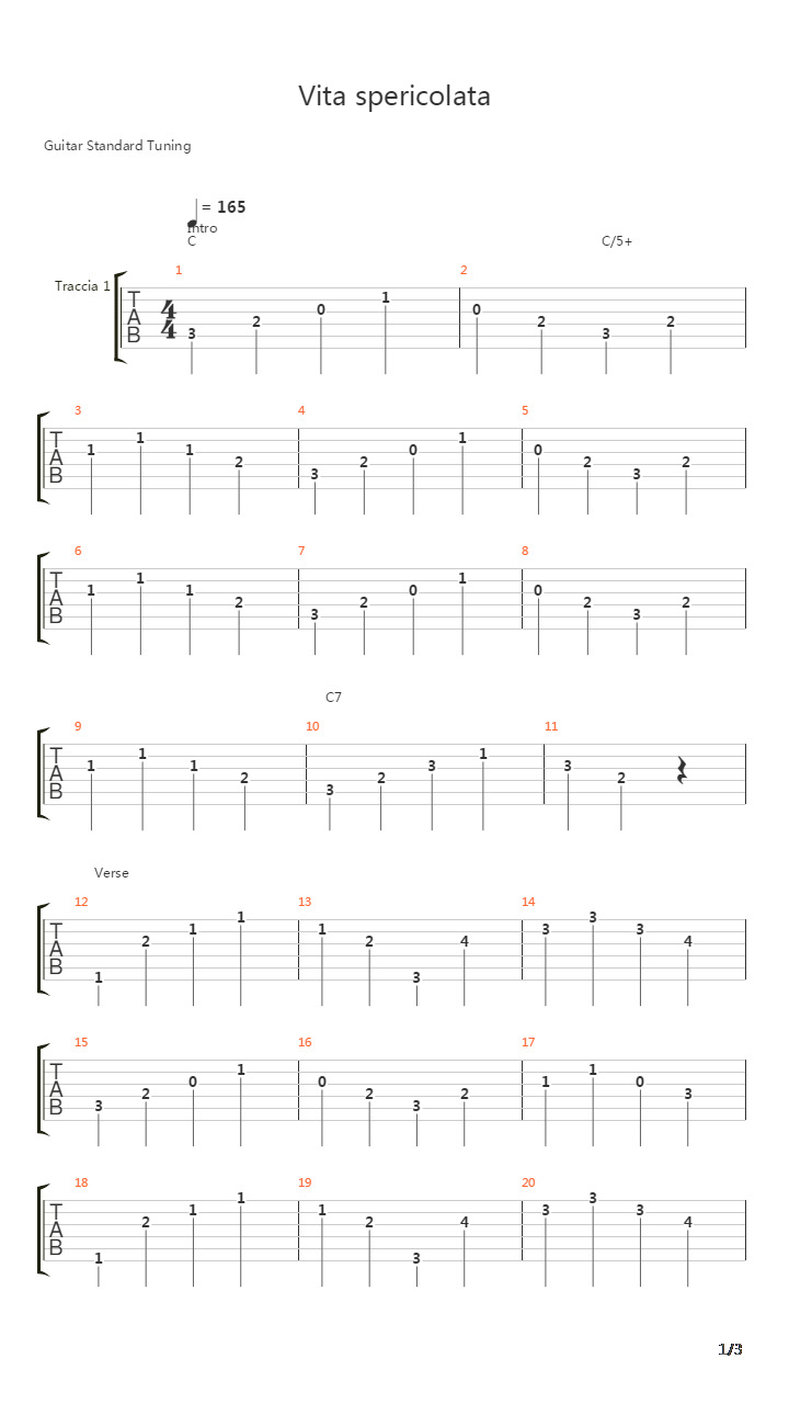 Vita Spericolata吉他谱