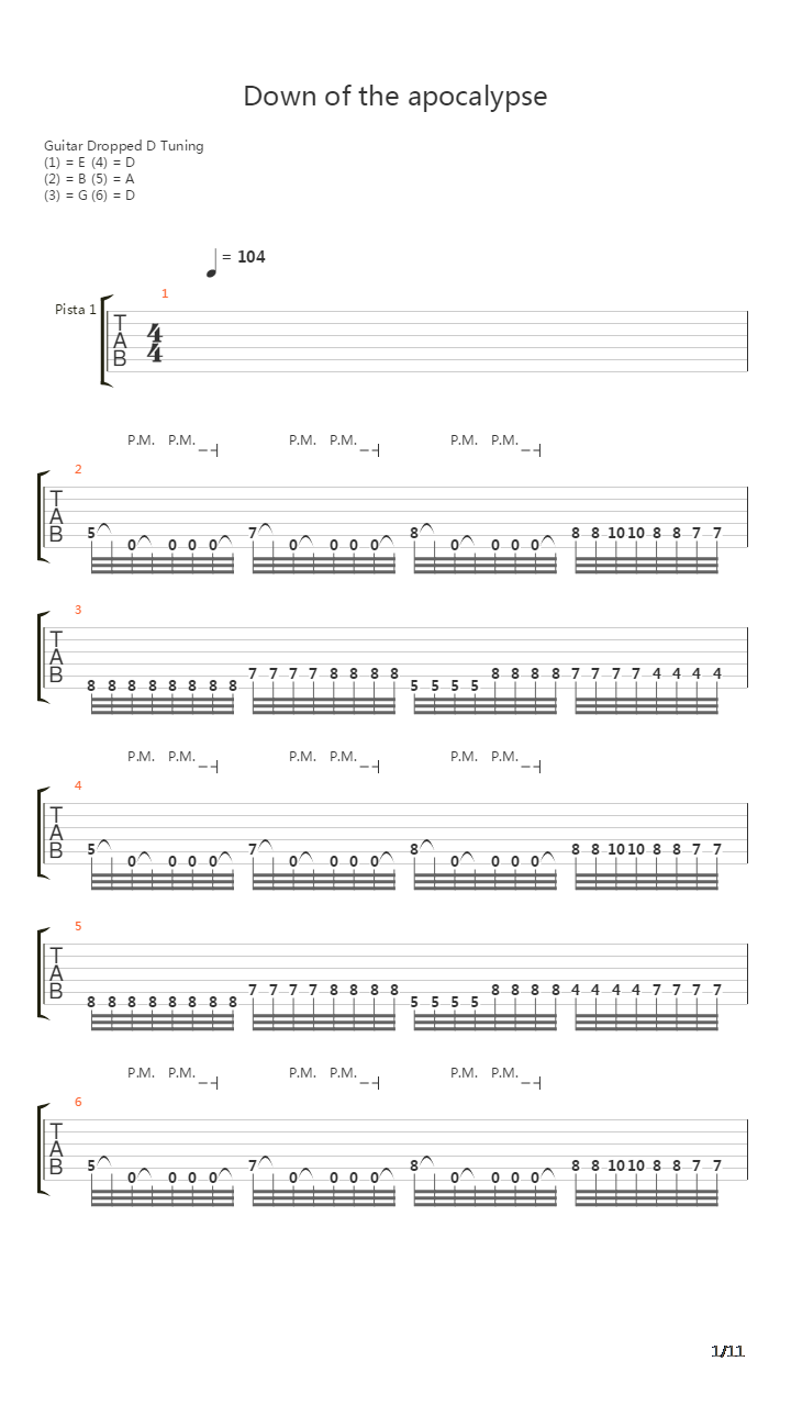 Down Of The Apocalypse吉他谱