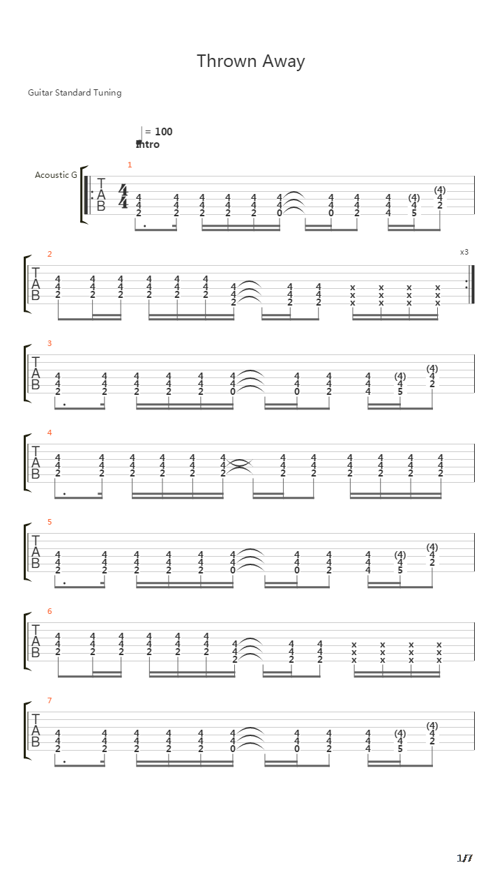 Thrown Away吉他谱