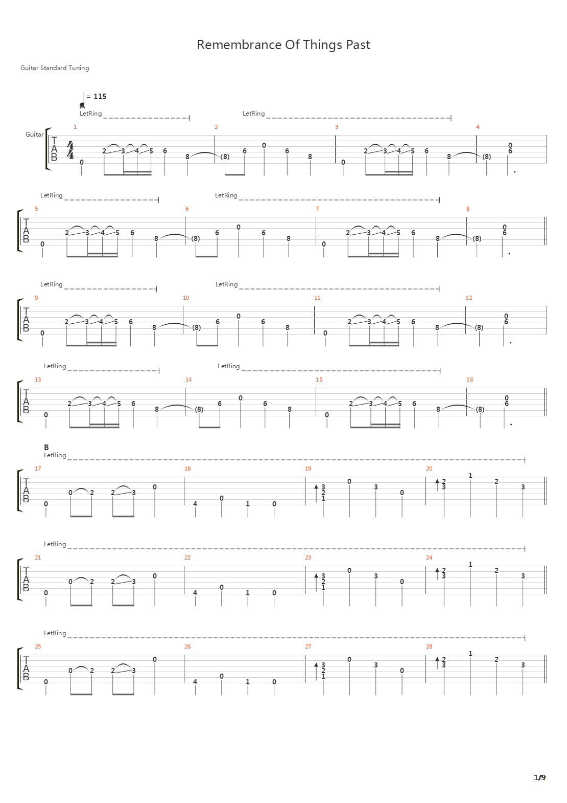 Remembrance Of Things Past吉他谱