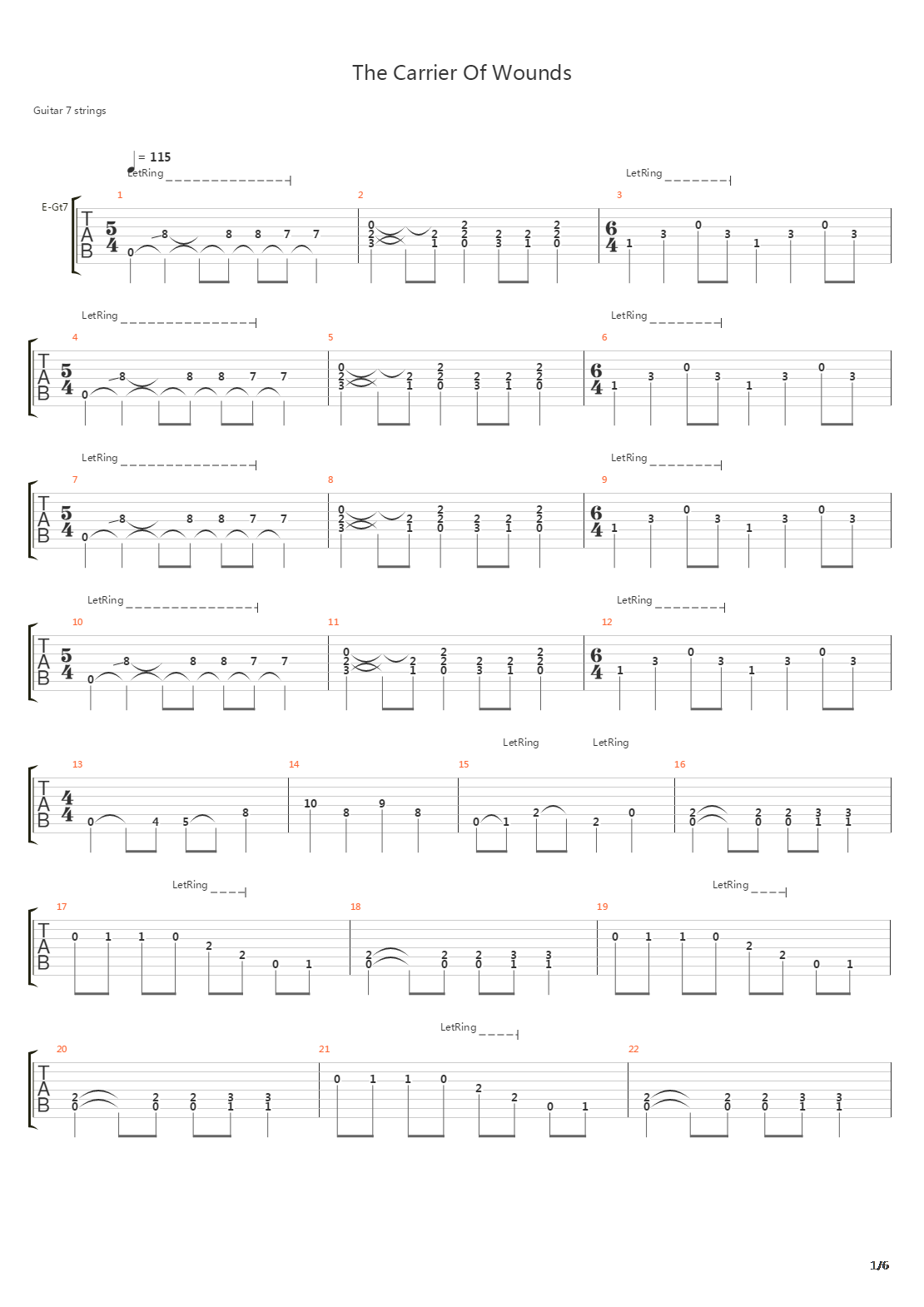 The Carrier Of Wounds吉他谱