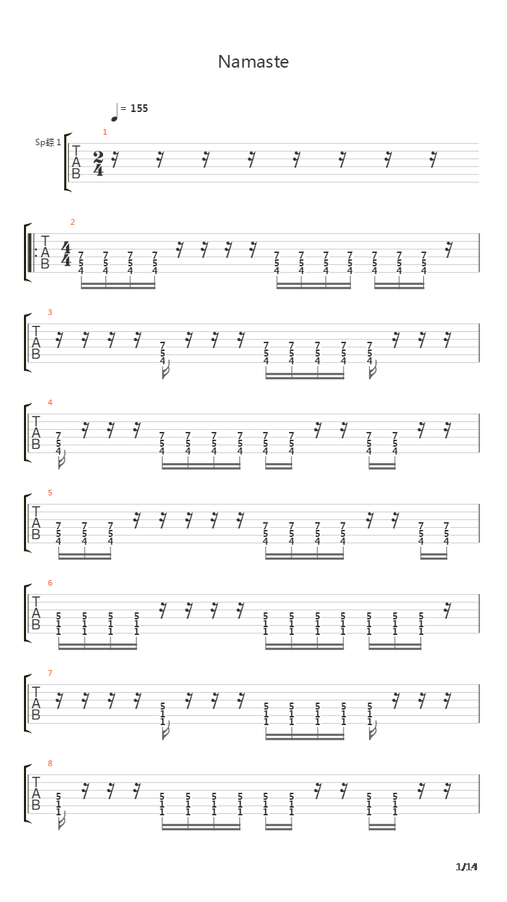 Namaste吉他谱