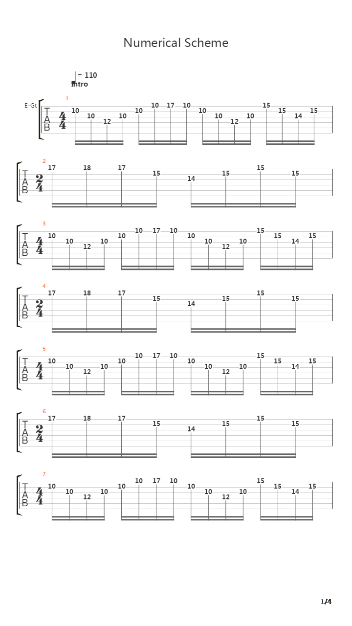 Numerical Scheme吉他谱