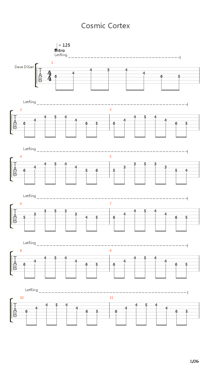 Cosmic Cortex吉他谱