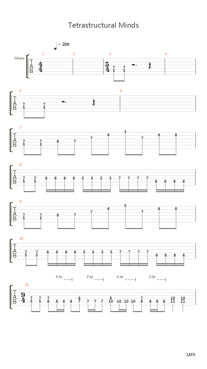 Tetrastructural Minds吉他谱