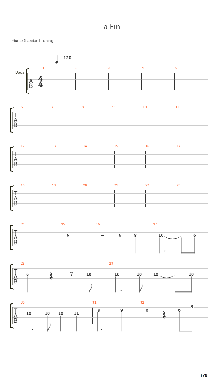 La Fin吉他谱