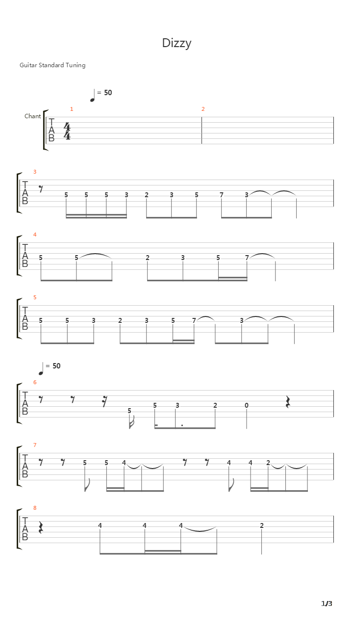 Dizzy吉他谱
