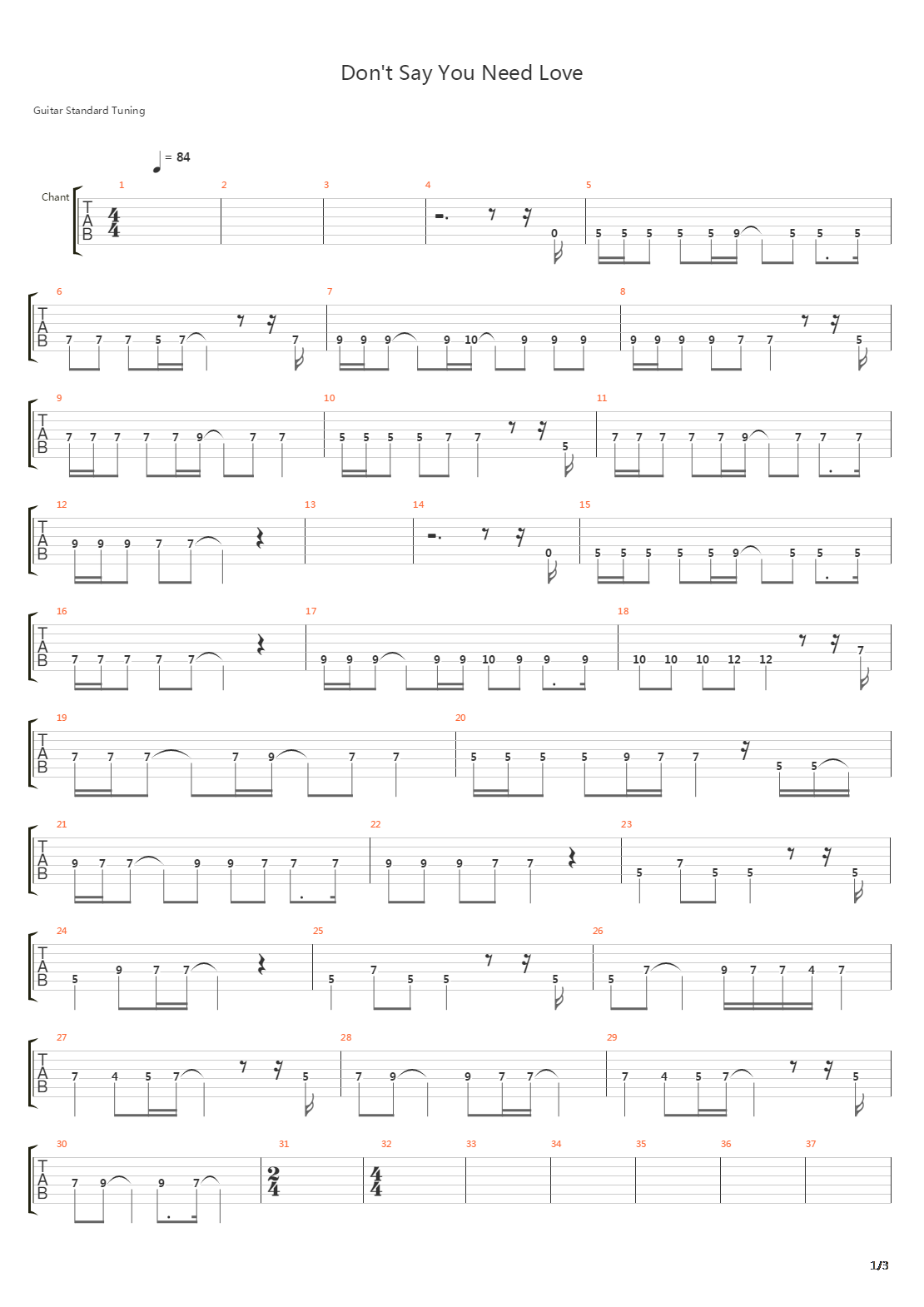 Dont Say You Need Love吉他谱