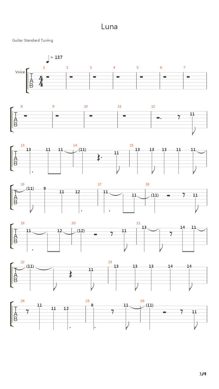 Luna吉他谱