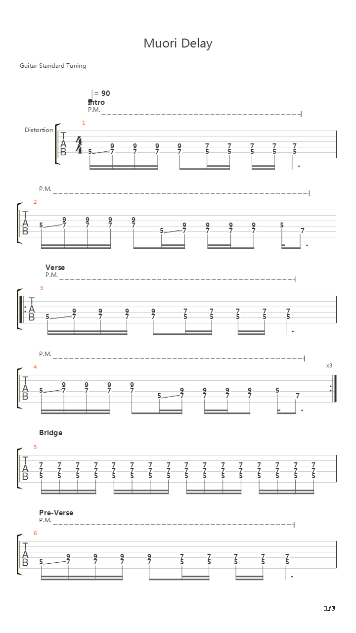 Muori Delay吉他谱