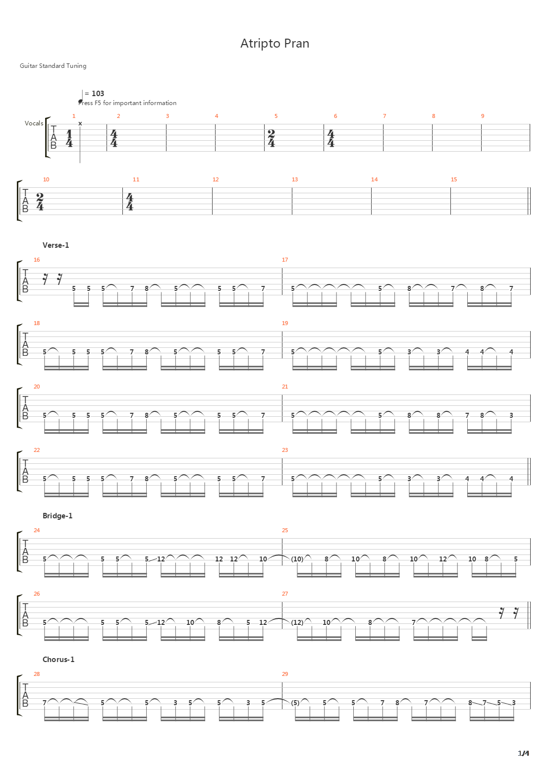 Atripto Pran吉他谱